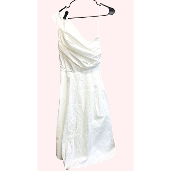 Banana Republic Dresses & Skirts - Banana Republic White One-Shoulder Dress Size 8 Back Tie Lined Side Zipper